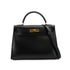 HERMES KELLY 32 SELLIER BLACK BOX CALF HAND SHOULDER BAG 1996 CIRCLE Z GOLD HARDWARE 90333264
