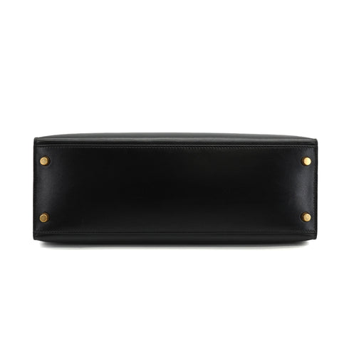 HERMES KELLY 32 SELLIER BLACK BOX CALF HAND SHOULDER BAG 1996 CIRCLE Z GOLD HARDWARE 90333264