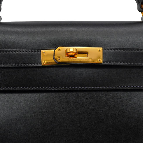 HERMES KELLY 32 SELLIER BLACK BOX CALF HAND SHOULDER BAG 1996 CIRCLE Z GOLD HARDWARE 90333264