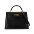 HERMES KELLY 32 SELLIER BLACK BOX CALF HAND SHOULDER BAG 1996 CIRCLE Z GOLD HARDWARE 90344358