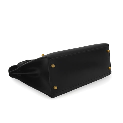 HERMES KELLY 32 SELLIER BLACK BOX CALF HAND SHOULDER BAG 1996 CIRCLE Z GOLD HARDWARE 90344358