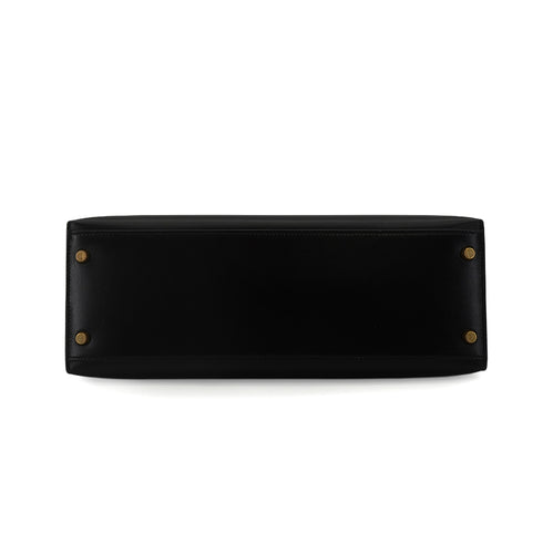 HERMES KELLY 32 SELLIER BLACK BOX CALF HAND SHOULDER BAG 1996 CIRCLE Z GOLD HARDWARE 90344358