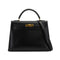 HERMES KELLY 32 SELLIER BLACK BOX CALF HAND SHOULDER BAG 1998 SQUARE B GOLD HARDWARE 90333892