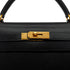 HERMES KELLY 32 SELLIER BLACK BOX CALF HAND SHOULDER BAG 1998 SQUARE B GOLD HARDWARE 90333892