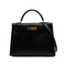 HERMES KELLY 32 SELLIER BLACK BOX CALF HAND SHOULDER BAG 1998 SQUARE B GOLD HARDWARE 90347762