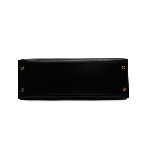 HERMES KELLY 32 SELLIER BLACK BOX CALF HAND SHOULDER BAG 1998 SQUARE B GOLD HARDWARE 90347762