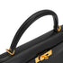 HERMES KELLY 32 SELLIER BLACK BOX CALF HAND SHOULDER BAG 2002 SQUARE F GOLD HARDWARE 90331660