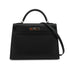 HERMES KELLY 32 SELLIER BLACK BOX CALF HAND SHOULDER BAG 2007 SQUARE K PALLADIUM HARDWARE 90347758