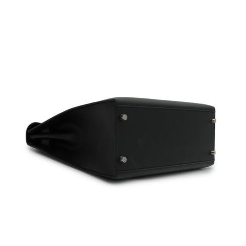 HERMES KELLY 32 SELLIER BLACK BOX CALF HAND SHOULDER BAG 2007 SQUARE K PALLADIUM HARDWARE 90347758