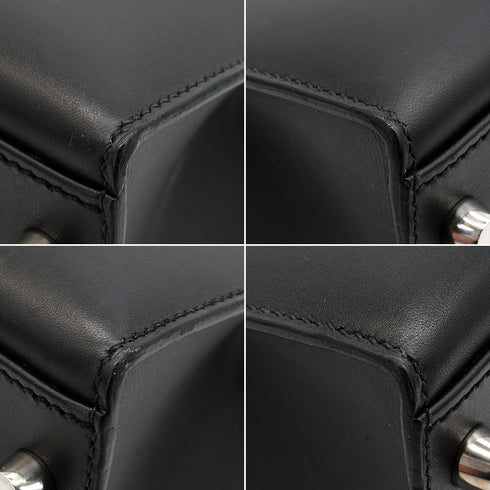HERMES KELLY 32 SELLIER BLACK BOX CALF HAND SHOULDER BAG 2007 SQUARE K PALLADIUM HARDWARE 90347758