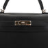 HERMES KELLY 32 SELLIER BLACK BOX CALF HAND SHOULDER BAG 2007 SQUARE K PALLADIUM HARDWARE 90347758