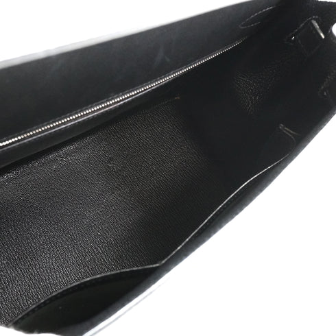 HERMES KELLY 32 SELLIER BLACK BOX CALF HAND SHOULDER BAG 2007 SQUARE K PALLADIUM HARDWARE 90347758