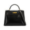 HERMES KELLY 32 SELLIER BLACK LISSE HAND SHOULDER BAG 2001 SQUARE E GOLD HARDWARE 90325808