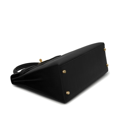 HERMES KELLY 32 SELLIER BLACK TOGO HAND SHOULDER BAG 2000 SQUARE D GOLD HARDWARE 90335566