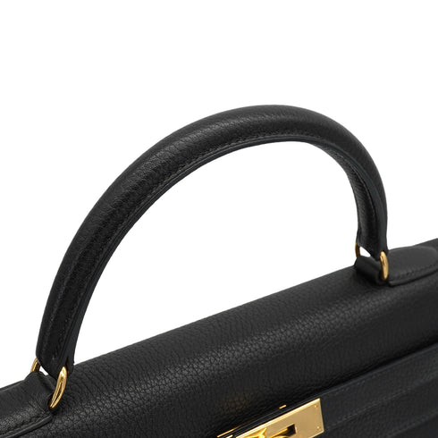 HERMES KELLY 32 SELLIER BLACK TOGO HAND SHOULDER BAG 2000 SQUARE D GOLD HARDWARE 90335566