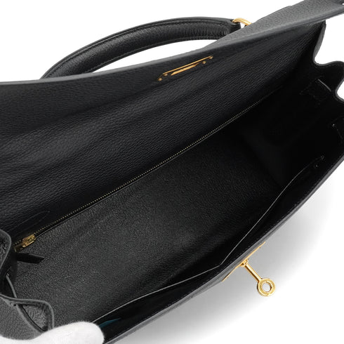 HERMES KELLY 32 SELLIER BLACK TOGO HAND SHOULDER BAG 2000 SQUARE D GOLD HARDWARE 90335566