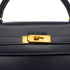 HERMES KELLY 32 SELLIER BLUE INDIGO BOX CALF HAND SHOULDER BAG 2002 SQUARE F GOLD HARDWARE 90341436