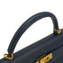 HERMES KELLY 32 SELLIER BLUE INDIGO COURCHEVEL HAND SHOULDER BAG 2000 SQUARE D GOLD HARDWARE 90331398