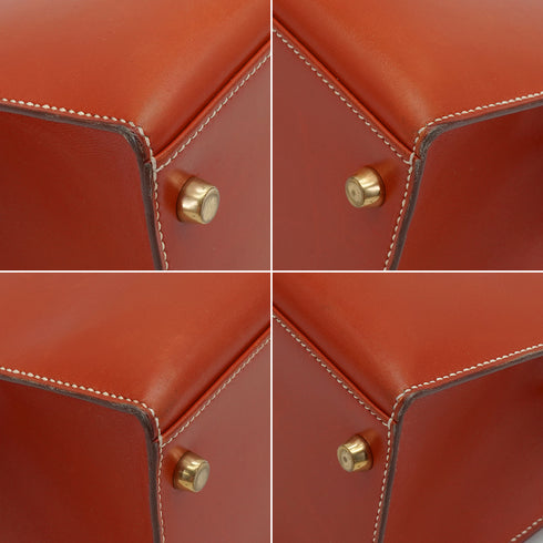 HERMES KELLY 32 SELLIER BRIQUE BOX CALF HAND SHOULDER BAG 1993 CIRCLE W GOLD HARDWARE 90338382