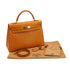 HERMES KELLY 32 SELLIER CHESTNUT OSTRICH HAND SHOULDER BAG 1999 SQUARE C GOLD HARDWARE 90348318