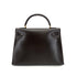 HERMES KELLY 32 SELLIER CHOCOLAT BOXCALF HAND SHOULDER BAG 1990 CIRCLE T GOLD HARDWARE 90324145