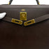 HERMES KELLY 32 SELLIER CHOCOLAT COUCHEVEL HAND SHOULDER BAG 1995 CIRCLE Y GOLD HARDWARE 90315876