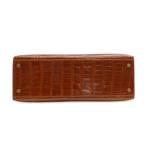 HERMES KELLY 32 SELLIER ETRUSQUE CROCODILE POROSUS HAND SHOULDER BAG 1996 CIRCLE Z GOLD HARDWARE 90351035
