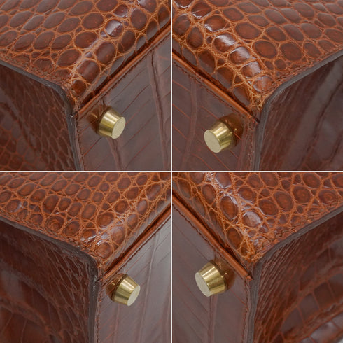 HERMES KELLY 32 SELLIER ETRUSQUE CROCODILE POROSUS HAND SHOULDER BAG 1996 CIRCLE Z GOLD HARDWARE 90351035