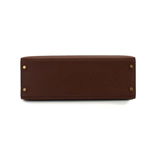 HERMES KELLY 32 SELLIER HAVANE COURCHEVEL HAND SHOULDER BAG 1997 SQUARE A GOLD HARDWARE 90337276