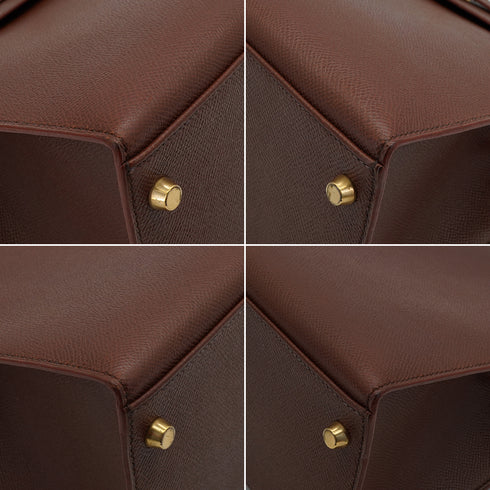 HERMES KELLY 32 SELLIER HAVANE COURCHEVEL HAND SHOULDER BAG 1997 SQUARE A GOLD HARDWARE 90337276