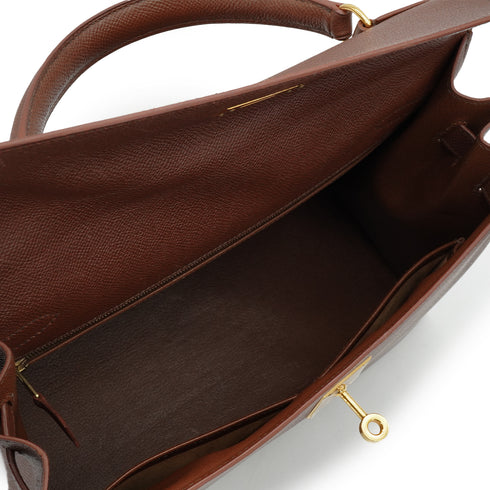 HERMES KELLY 32 SELLIER HAVANE COURCHEVEL HAND SHOULDER BAG 1997 SQUARE A GOLD HARDWARE 90337276