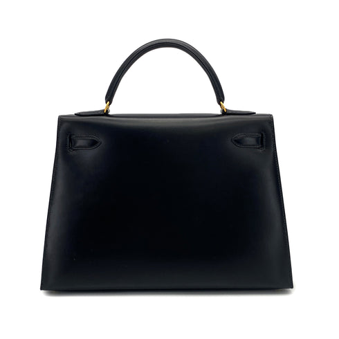 HERMES KELLY 32 SELLIER LACK BOXCALF HAND SHOULDER BAG 1993 CIRCLE W GOLD HARDWARE 90321634