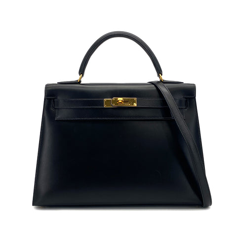 HERMES KELLY 32 SELLIER LACK BOXCALF HAND SHOULDER BAG 1993 CIRCLE W GOLD HARDWARE 90321634