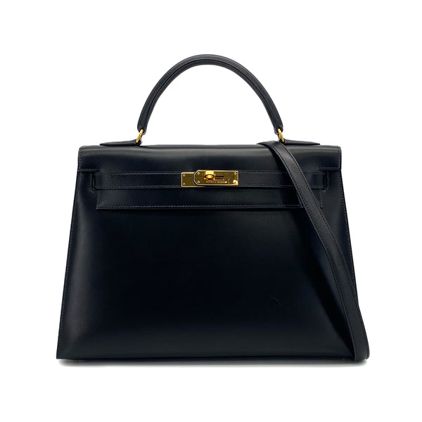 HERMES KELLY 32 SELLIER LACK BOXCALF HAND SHOULDER BAG 1993 CIRCLE W GOLD HARDWARE 90321634