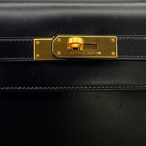 HERMES KELLY 32 SELLIER LACK BOXCALF HAND SHOULDER BAG 1993 CIRCLE W GOLD HARDWARE 90321634