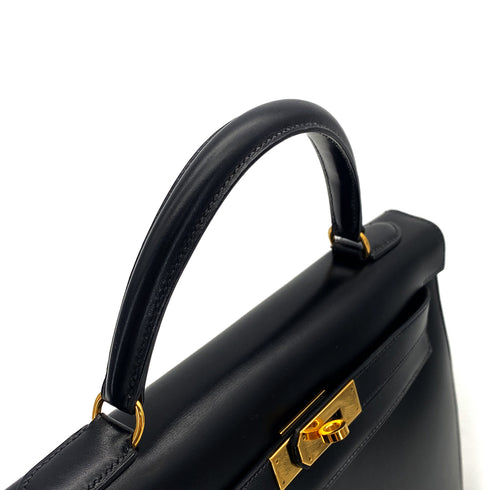 HERMES KELLY 32 SELLIER LACK BOXCALF HAND SHOULDER BAG 1993 CIRCLE W GOLD HARDWARE 90321634
