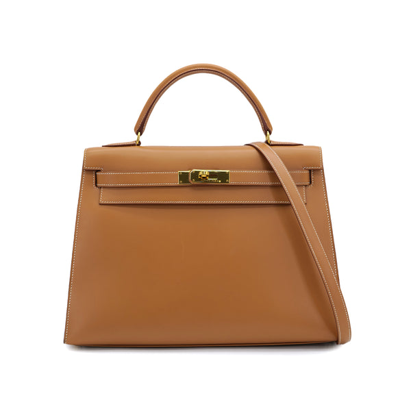 HERMES KELLY 32 SELLIER NATURAL VEAU CHAMONIX HAND SHOULDER BAG 1996 CIRCLE Z GOLD HARDWARE 90324627