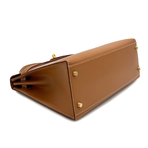 HERMES KELLY 32 SELLIER NATURAL VEAU CHAMONIX HAND SHOULDER BAG 1996 CIRCLE Z GOLD HARDWARE 90324627