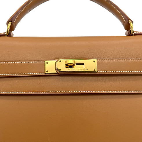 HERMES KELLY 32 SELLIER NATURAL VEAU CHAMONIX HAND SHOULDER BAG 1996 CIRCLE Z GOLD HARDWARE 90324627