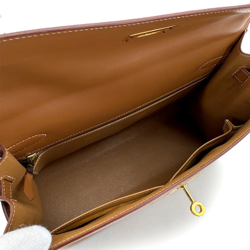 HERMES KELLY 32 SELLIER NATURAL VEAU CHAMONIX HAND SHOULDER BAG 1996 CIRCLE Z GOLD HARDWARE 90324627