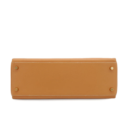 HERMES KELLY 32 SELLIER NATUREL COUCHEVEL HAND SHOULDER BAG 1997 SQUARE A GOLD HARDWARE 90335883