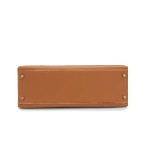 HERMES KELLY 32 SELLIER GOLD COUCHEVEL HAND SHOULDER BAG 1999 SQUARE C GOLD HARDWARE 90340461