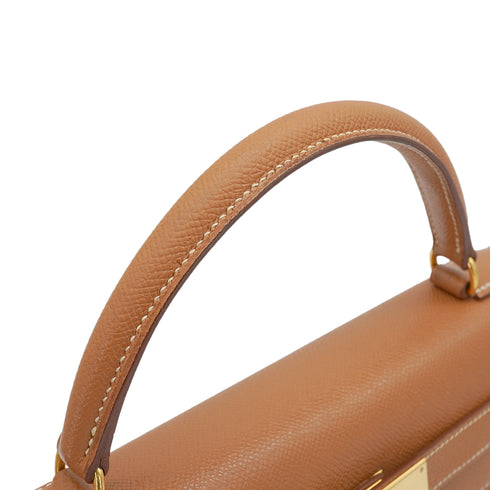HERMES KELLY 32 SELLIER GOLD COUCHEVEL HAND SHOULDER BAG 1999 SQUARE C GOLD HARDWARE 90340461
