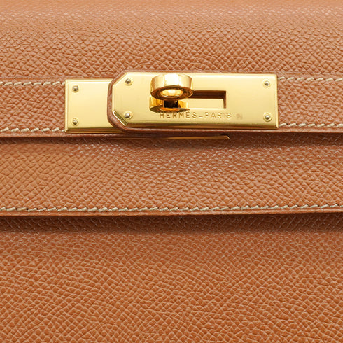HERMES KELLY 32 SELLIER GOLD COUCHEVEL HAND SHOULDER BAG 1999 SQUARE C GOLD HARDWARE 90340461