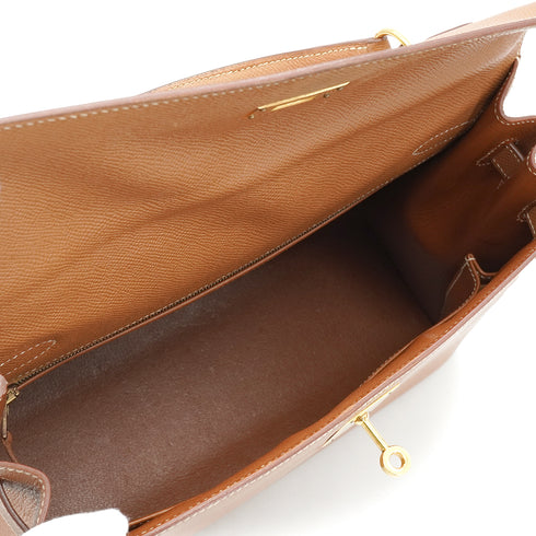 HERMES KELLY 32 SELLIER GOLD COUCHEVEL HAND SHOULDER BAG 1999 SQUARE C GOLD HARDWARE 90340461
