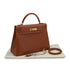 HERMES KELLY 32 SELLIER NOISETTE BOXCALF HAND SHOULDER BAG 2001 SQUARE E GOLD HARDWARE 90327052