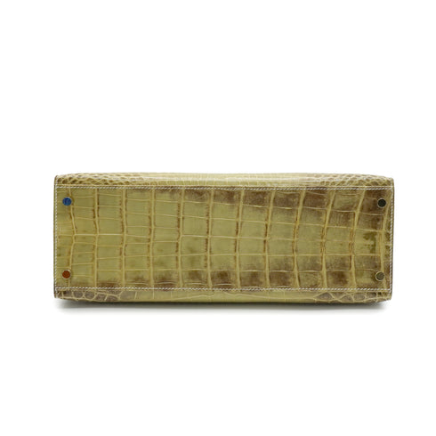 HERMES KELLY 32 VERT CELADON CROCODILE NILOTICUS NATURA HAND SHOULDER BAG 2006 SQUARE J GOLD HARDWARE 90348491