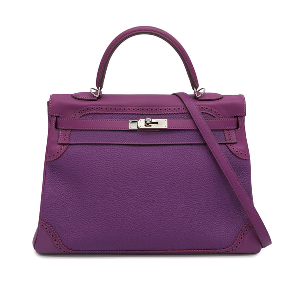 HERMES KELLY35 GHILLIES RETOURNE ANEMONE TOGO SWIFT HAND SHOULDER BAG 2014 R STAMP PALLADIUM HARDWARE 90325615