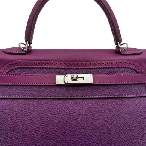 HERMES KELLY35 GHILLIES RETOURNE ANEMONE TOGO SWIFT HAND SHOULDER BAG 2014 R STAMP PALLADIUM HARDWARE 90325615