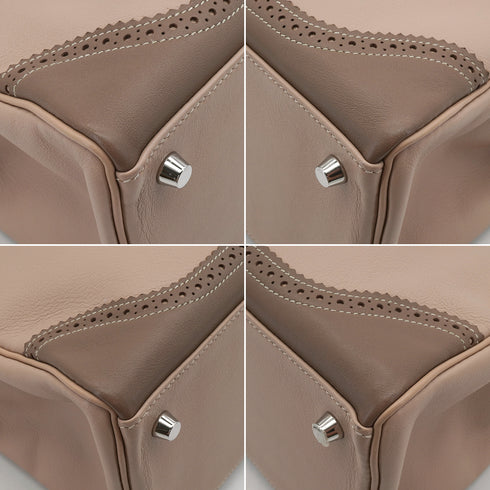 HERMES KELLY 35 GHILLIES RETOURNE ARGILE ETOUPE VEAU SWIFT HAND SHOULDER BAG 2012 SQUARE P STAMP PALLADIUM HARDWARE 90344353